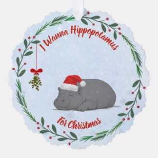 Carte Décorative « Je veux un hippopotame pour Noël » ajustable