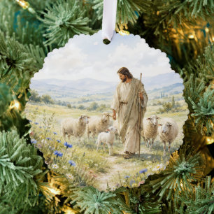 Carte Décorative Jésus Bon Berger Fleur Sauvage Aquarelle