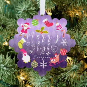 Carte Décorative Joie Noël Violet