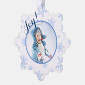 Carte Décorative Joie ! Photo de vacances avec flocons de neige ble (Gauche)