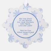 Carte Décorative Joie ! Photo de vacances avec flocons de neige ble (Verso)