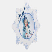 Carte Décorative Joie ! Photo de vacances avec flocons de neige ble (Droite)