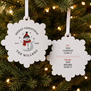 Carte Décorative Joli Bonhomme de Neige Noël Personnalisé