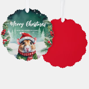 Carte Décorative Joli hamster père Noël Xmas fête de vacances Famil
