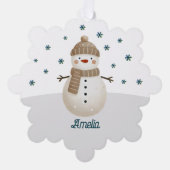 Carte Décorative Joli Snowman Snowflakes Nom Noël (Recto)