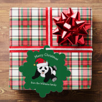 Jolie Panda Ours Noël personnalisé Vert de cadeau