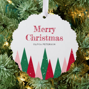 Carte Décorative Jolis sapins de Noël colorés modernes pour enfants