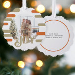 Carte Décorative Joy Photo Noël Personnalisé<br><div class="desc">Joy, Modèle photo de la carte de vacances de Noël ornement avec motif moderne audacieux - ajoutez votre propre photo et texte à cette carte unique de l'ornement de Ricaso - avec un arrière - plan motif tendance dans les tons vert et orange sauge muet et un texte de typographie...</div>