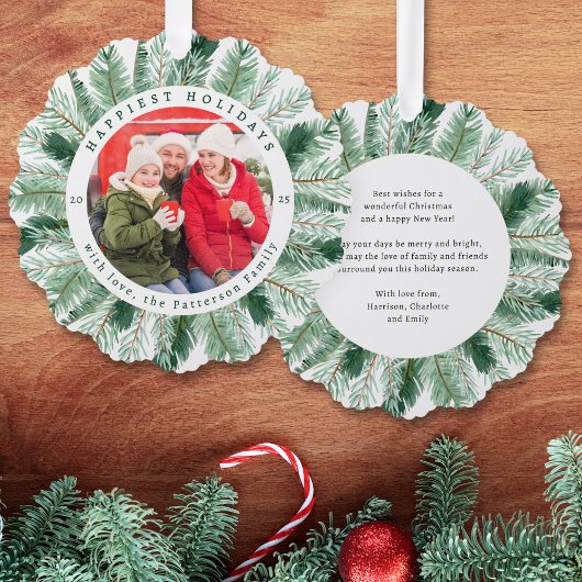 Carte Décorative Joyeuses vacances aquarelle Floral Wreath Photo