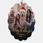 Carte Décorative Joyeuses Vacances Black Gold 2 Photo Noël (Gauche)