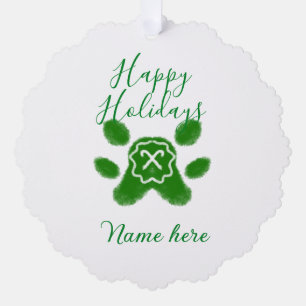 Carte Décorative Joyeuses vacances chien vert animal de sucre de ca