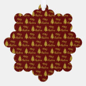 Carte Décorative Joyeux Arbres de Noël Rouge profond et Script Gold (Verso)