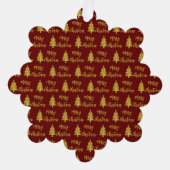 Carte Décorative Joyeux Arbres de Noël Rouge profond et Script Gold (Recto)