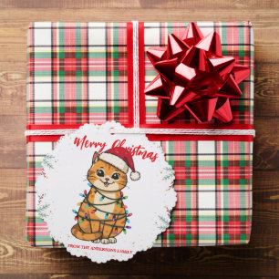 Carte Décorative Joyeux et lumineux chat Noël chaton neige hiver