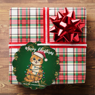 Carte Décorative Joyeux et lumineux chat Noël chaton neige hiver