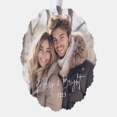 Carte Décorative Joyeux et lumineux script photo lumière rose taupe (Gauche)