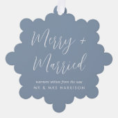 Carte Décorative Joyeux Mariage marié Photo Dusty Bleu Noël (Recto)