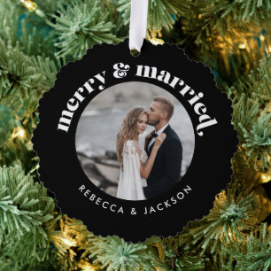Carte Décorative Joyeux marié noir Mariage photo Noël