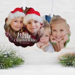 Carte Décorative Joyeux Noël 2 Photos Fête