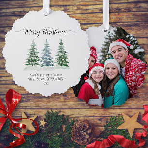 Carte Décorative Joyeux Noël 3 Pins Photo Rustique de Fêtes
