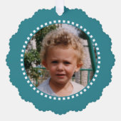 Carte Décorative Joyeux Noël ajouter photo nom de famille bleu (Recto)