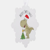 Carte Décorative Joyeux Noël Arbre mignonne Dinosaure Santa Hat (Droite)