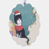 Carte Décorative Joyeux Noël : Art d'illustration de chat (Gauche)