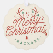 Carte Décorative Joyeux Noël Check Plaid Reinder personnalisé (Recto)
