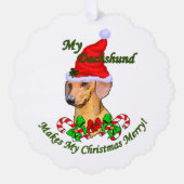 Carte Décorative Joyeux Noël Dachshund (Recto)