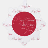 Carte Décorative Joyeux Noël Famille moderne Rouge (Recto)