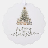 Carte Décorative Joyeux Noël Festif Arbre Sage Script (Recto)