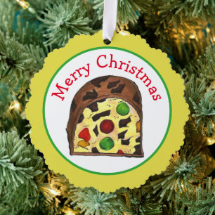 Carte Décorative Joyeux Noël Fruit Gâteau Fruitcake Slice Holiday