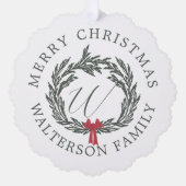 Carte Décorative Joyeux Noël Garland Wreath Monogramme & photo (Recto)