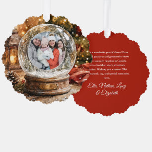 Carte Décorative Joyeux Noël Globe de Neige Rustique Photo