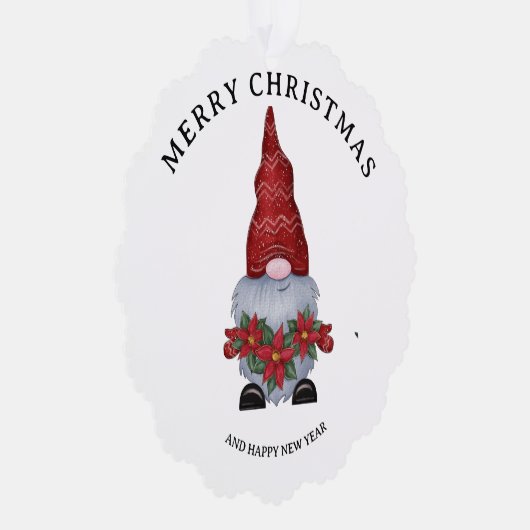Carte Décorative Joyeux Noël Gnome Avec Parties scintillant Poinset (Droite)