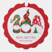 Carte Décorative Joyeux Noël Gnomes mignons rouge (Verso)