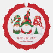 Carte Décorative Joyeux Noël Gnomes mignons rouge (Recto)