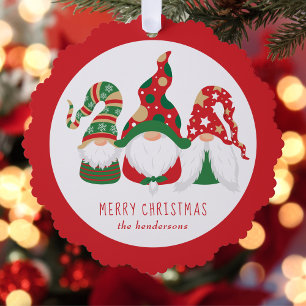 Carte Décorative Joyeux Noël Gnomes mignons rouge