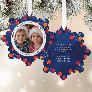Carte Décorative Joyeux Noël Lumières Famille Photo Moderne