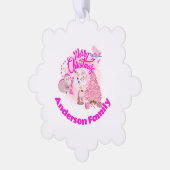 Carte Décorative Joyeux Noël Monogramme en rose | Flocon de neige (Gauche)