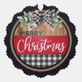 Carte Décorative Joyeux Noël noir blanc Buffalo plaqué (Recto)