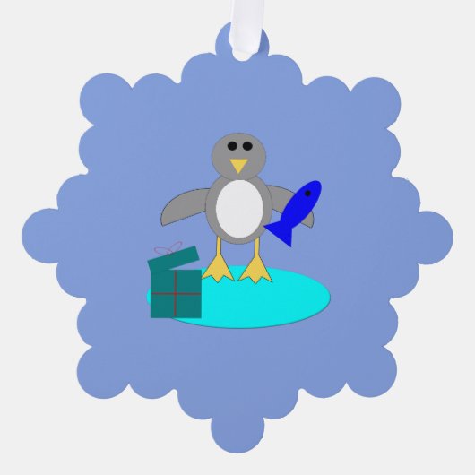 Carte Décorative Joyeux Noël Pêche Penguin Custom (Recto)