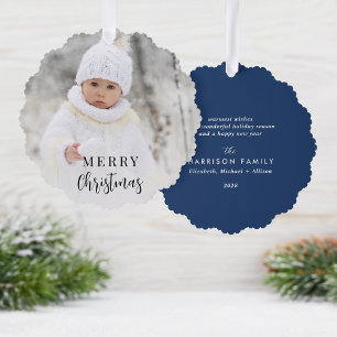Carte Décorative Joyeux Noël Photo Blue Holiday