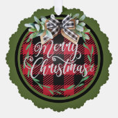 Carte Décorative Joyeux Noël Rouge Buffalo noir Plaid Wreath (Recto)