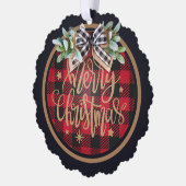 Carte Décorative Joyeux Noël Rouge Buffalo Plaid (Gauche)