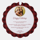 Carte Décorative Joyeux Noël Rouge En vichy photo Faits saillants d (Verso)