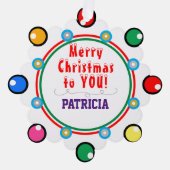 Carte Décorative Joyeux Noël Rouge Vert pourpre Nom (Recto)