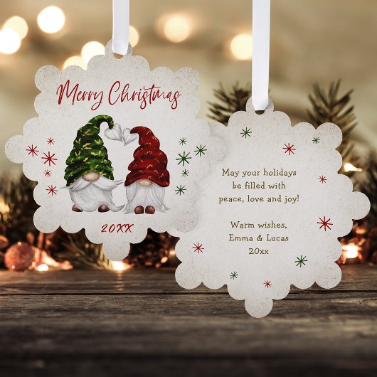 Carte Décorative Joyeux Noël Rustique Pays Aquarelle Gnomes
