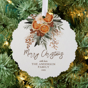 Carte Décorative Joyeux Noël rustique photo botanique d'hiver