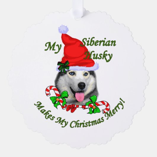 Carte Décorative Joyeux Noël Sibérien Husky (Recto)